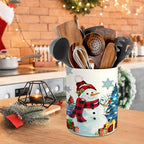 pinata Christmas Kitchen Decor, Christmas Snowman Ceramic Utensils Holder
