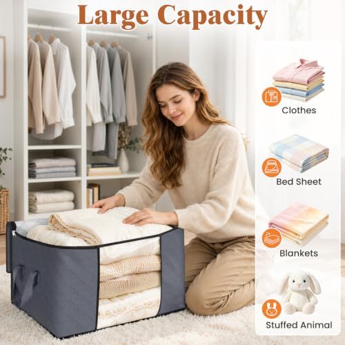 Fab totes 6 Pack Storage Bags for Clothes Blanket Storage Bins with Lids