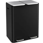 16 Gal Dual Trash Can, Stainless Steel Kitchen Garbage Bin, Recycle Dustbin by ComfyCorner