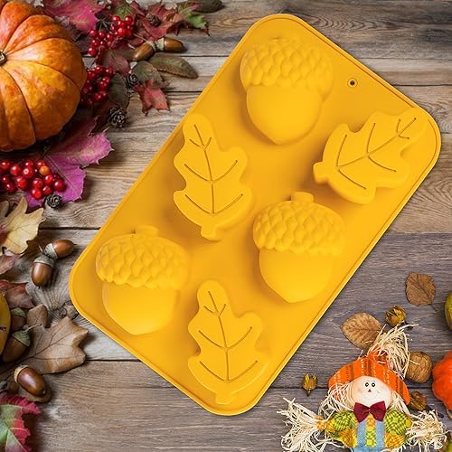 Fall Soap Molds Silicone Acorn Leaf Mold, 3 Pack Fall Autumn Baking Molds for Muffin Mini Cakes Jello Jumbo Chocolate, 3D Thanksgiving Molds for Making Soap Wax Candle - Image 4