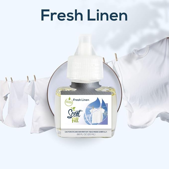 Scent Fill Fresh Linen Plug in Air Freshener, 4 Scented Oil Refills - Image 3