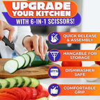 6 in 1 Cutting Board Scissors for Food, Spring-Assist, Non-Slip - Image 4