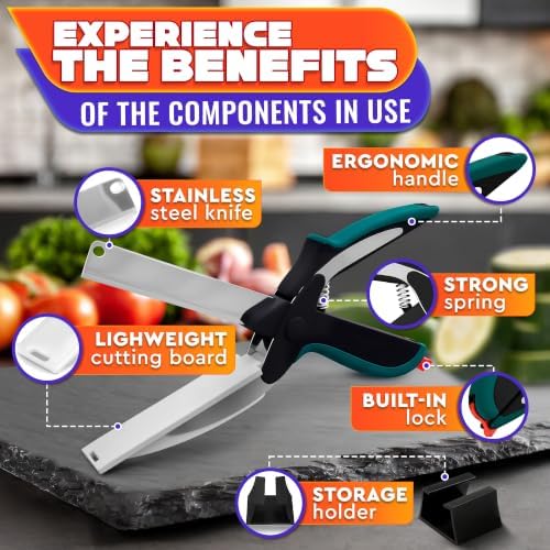 2 in 1 Kitchen Scissors for Food with Cutting Board, Safety Lock - Image 3