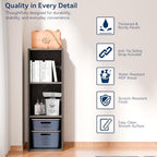 Whitmor 3 Cube Storage Organizer, 3 Tier Stackable MDF Wood Bookcase, Open Storage Display Bookshelf, Storage Cabinet for Living Room, Bedroom, Home, Office, 12.2" L x 11.7" W x 35.6" H, Espresso