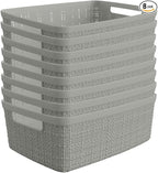 Curver Jute Decorative Plastic Organization and Storage Basket Perfect Bins by Curver
