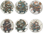 Japanese Cat Coasters Leather Round Drink Coasters 6 Pcs Set with Holderor for Cup Drink Coffee Table Bar Home Decor