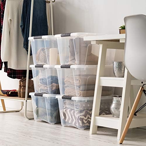 IRIS USA 6-Pack 32 Quart Storage Bins with Lids, Clear