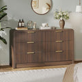 Decofy 55" W Fluted 6-Drawer Dresser for Bedroom, Walnut