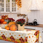 Kochorie 100 Ft x 54 Inch Fall Thanksgiving Turkey Tablecloth Roll with Cutter Box Waterproof Plastic Autumn Friendsgiving Maple Leaves Backdrop Table Cover for Autumn Thanksgiving Party Decor