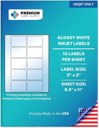 Premium Label Supply Glossy White Sticker Labels – 3" x 2" – by PremiumLabelSupply