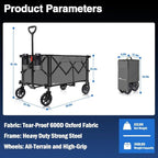 Moon Lence Collapsible Folding Wagon Cart Heavy Duty Folding Garden Portable - Image 5