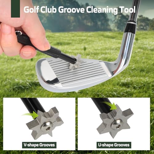 Golf Club Cleaning Kit,Golf Accessories,Golf Cleaning Kit with Golf Club Cleaner Water Brush,Towel,Divot Repair Tool,Groove Sharpener,Golf Ball Alignment Complete Golf Kit - Image 4