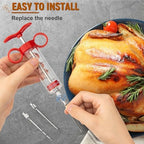 Kingsmile Meat Injector, Turkey Injector Syringe - 3 Needles for BBQ Grill, 1oz Meat Injector Syringe, Injector Marinades for Meats, Meat Injectors for Smoking 1 Cleaning Brush Easy to Use & Clean Red - Image 6