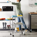 Amazon Basics 3-Shelf Heavy Duty Adjustable Wire Shelving Storage Rack on 2" PP Plastic Wheel Casters, Steel Utility Shelving Unit for Garage and Laundry Room, 23.2" x 13.4" x 32.75", Chrome