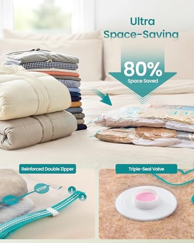 SONGMICS Vacuum Storage Bags, Rechargeable Portable Electric Pump, 15 Pack