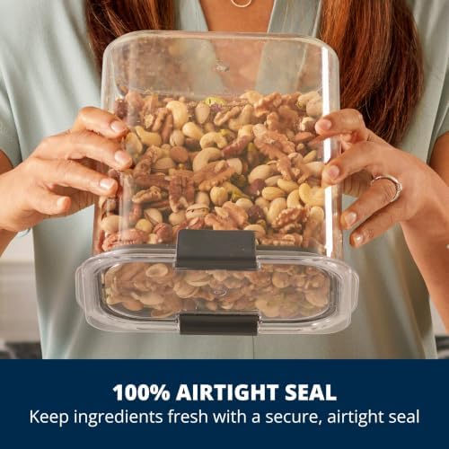 Rubbermaid Brilliance BPA-Free Food Storage Containers with Lids Airtight Kitchen and Pantry Organization Set Includes 3 Containers and Scoops Clear 16 cups