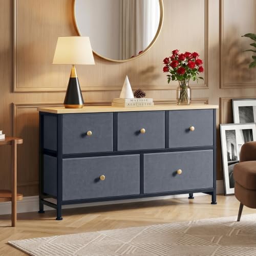 OLIXIS 5 Drawer Dresser for Bedroom, Storage Organizer Unit for Closet