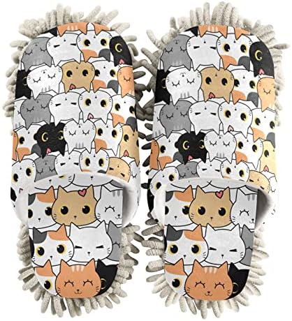 Fisyme Mop Slippers Soft Washable Microfiber Super Chenille Mopping House Home Shoes Mop Slippers for Floor Cleaning