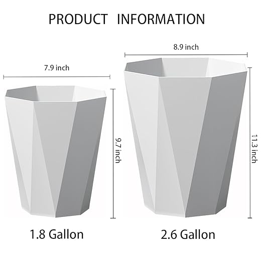 Small Bathroom Trash Can 2 Pack Garbage Can 1.8 Gallon Waste Basket - Image 4
