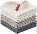 Nialnant 6 Pack Kitchen Towels and Dishcloths Sets,100% Cotton Soft Absorbent Quick Drying Dish Towels for Kitchen,Washing Dishes,12x12 Inches, Multi Color by Nialnant