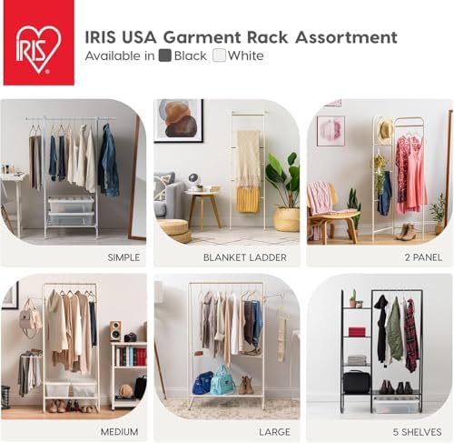 IRIS USA Corner Clothes Rack, Space Saving, White