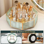 CoralHouse Rotating Glass Makeup Organizer for Vanity with Brush Holder - Image 2