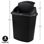 Zopnny 8 Gallon Plastic Swing Top Garag Bin, Lidded Wastebasket Trash Can - Image 2