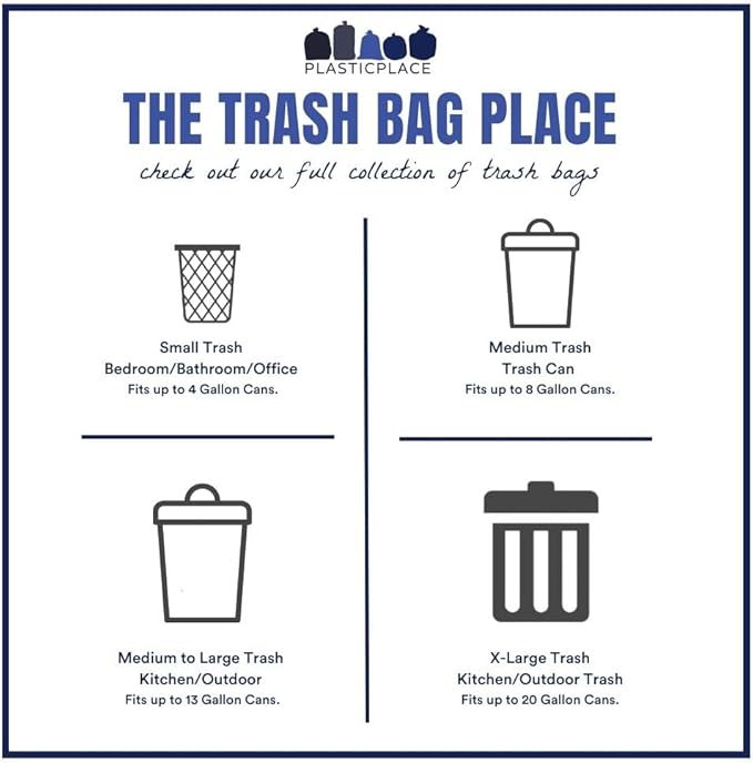 Plasticplace 12-16 Gallon Trash Bags │ 8 Microns │ Black High Density Liners │ - Image 6