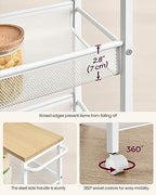 VASAGLE 4-Tier Slim Rolling Storage cart with Wheels, 8.7 Inches, Metal