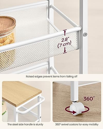 VASAGLE 4-Tier Slim Rolling Storage cart with Wheels, 8.7 Inches, Metal