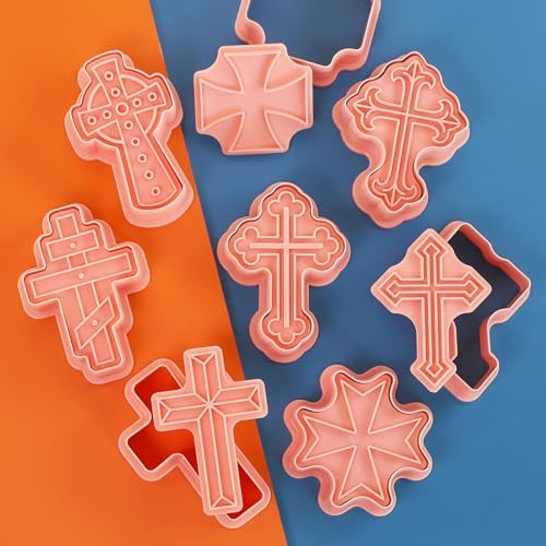 8 Pcs Happy Birthday Cookie Molds New Year Spring Festival 3D Biscuit Mould Baking Tool Easter Cartoon Stamps for Biscuits (Cross) - Image 7