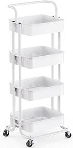 Pipishell 4 Tier Mesh Utility Cart, Rolling Metal Organization Cart by Pipishell