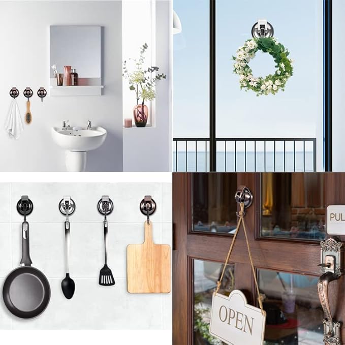 Heavy Duty Vacuum Wreath Cup Hook, No Hole Punched, Bathroom and Restroom - Image 3