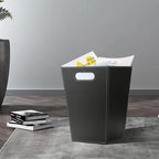 KINGFOM Classic Pu Leather Trash Can Wastebasket, Garbage Container Bin - Image 3