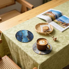 Marble Coasters Leather Round Drink Coasters 6 Pcs Set with Holderor for Cup Drink Coffee Table Bar Home Decor