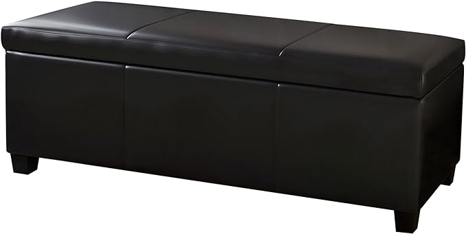 BELLEZE Storage Faux Leather Ottoman, 47 Inch Bench Bedroom Bench by BELLEZE