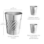 Monarch Abode Nickel Chrome Handcrafted Wave Embossed Metal Wastebasket - Image 2