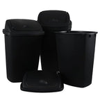 13 Gallon Swing Top Lid Garbage Cans, Large Plastic Kitchen Trash Can Set of 4 by DynkoNA