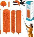 Cobweb Duster with Extension Pole,Cleaner Outdoor 110" Telescoping Extended Sspider Brush, Dusting Kit,Long Handle Reach for High Ceilings and Fans,Microfiber Webster Remover Tools Feather Dusters