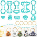 Tainsky Halloween Shapes Keychain Polymer Clay Cutter, 10 Shapes Fall Polymer Clay Keychain Cutters (A)