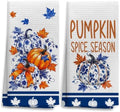 OHSUL Chinoiserie Fall Pumpkin Kitchen Dish Towels Dishcloth 16x24 Set of 2 by OHSUL