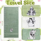 Breling 3 Pcs Frog Hand Towels for Bathroom 100% Cotton Embroidered