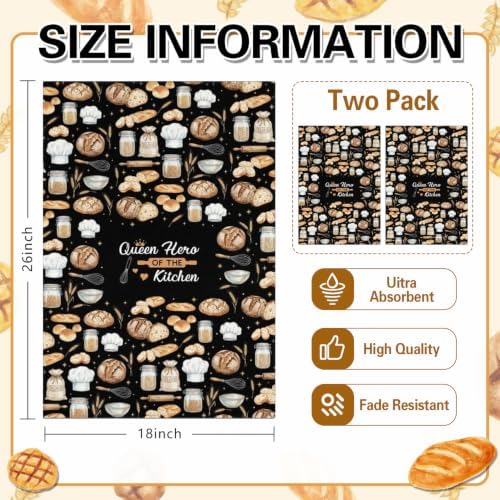 Kitchen Towels Set of 2 - Reusable Microfiber Towels, Quick-Dry Hand Towels, Ideal for Kitchen Decor Bathroom Decor, Cleaning Dishes and Cups - Image 2