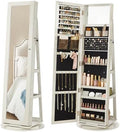SONGMICS 360° Swivel Jewelry Cabinet, Full-Length Mirror, Lockable