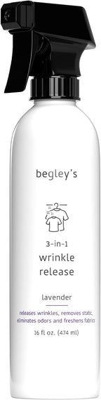 Begley's 3-in-1 Wrinkle Remover, Quick Fix Wrinkle Release, Static Cling Remover by Begleys