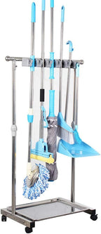 movable mop broom holder put wet mops floor standing cleaning tool rack by QTJH