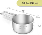 2PCS 1/2Cup Single Measuring Cup, Stainless Steel Measure Scoop, Metric and US - Image 2