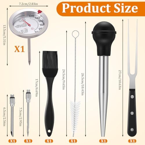Relaxweex Thanksgiving Stainless Steel Turkey Baster Set with Meat Baster - Image 3
