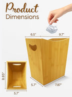 Wood Trash Can - Bedroom Trash Can Decorative - Bamboo Small Wastebaskets - Image 2