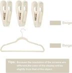 Beige Velvet Hangers, Non-Slip Velvet Clips - Image 6